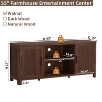 Joaxswe Farmhouse 55" Tv Stand Up for 65 in TV,Tv Consoles for Living Room | Adjustable Shelves Entertainment Center, 2 Door Storage, Rustic Wooden Veneer, Media Console Cabinet for TVs