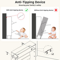 Shoe cabinet anti-tipping device diagram with side support and stability arrows