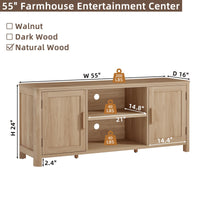 Joaxswe Farmhouse 55" Tv Stand Up for 65 in TV,Tv Consoles for Living Room | Adjustable Shelves Entertainment Center, 2 Door Storage, Rustic Wooden Veneer, Media Console Cabinet for TVs