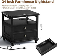 Joaxswe Farmhouse Dresser and Nightstand Sets 3 Piece, Nightstands Set of 2 and 7 Drawers Dresser for Bedroom, 54" Wide and 24" Inch Night Stand Set for Bedroom, Living Room, Hallway