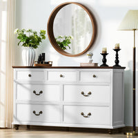 Joaxswe Farmhouse Dresser and Nightstand Sets 3 Piece, Nightstands Set of 2 and 7 Drawers Dresser for Bedroom, 54" Wide and 24" Inch Night Stand Set for Bedroom, Living Room, Hallway