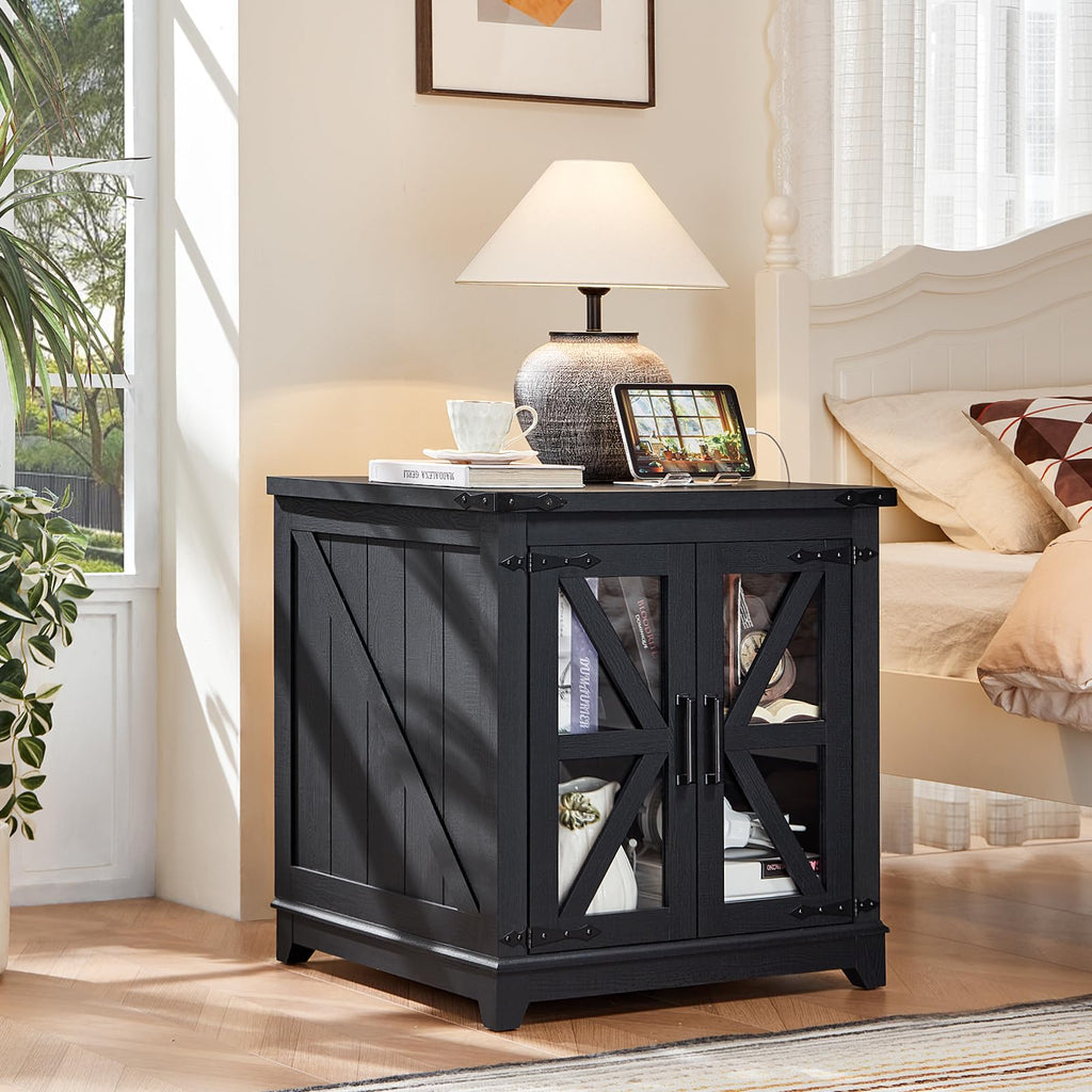 Dark 3-piece coffee table set with lift-top opening and side charging panel