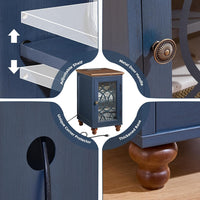 Narrow Side Table with Charging Station, Night Stand with Glass Door, Bedside End Tables with Adjustable Shelf Storage Cabinet,Wood Nightstand for Small Spaces Living Room Bedroom