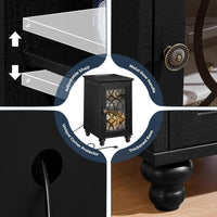 Narrow Side Table with Charging Station, Night Stand with Glass Door, Bedside End Tables with Adjustable Shelf Storage Cabinet,Wood Nightstand for Small Spaces Living Room Bedroom