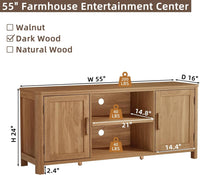 Joaxswe Farmhouse 55" Tv Stand Up for 65 in TV,Tv Consoles for Living Room | Adjustable Shelves Entertainment Center, 2 Door Storage, Rustic Wooden Veneer, Media Console Cabinet for TVs