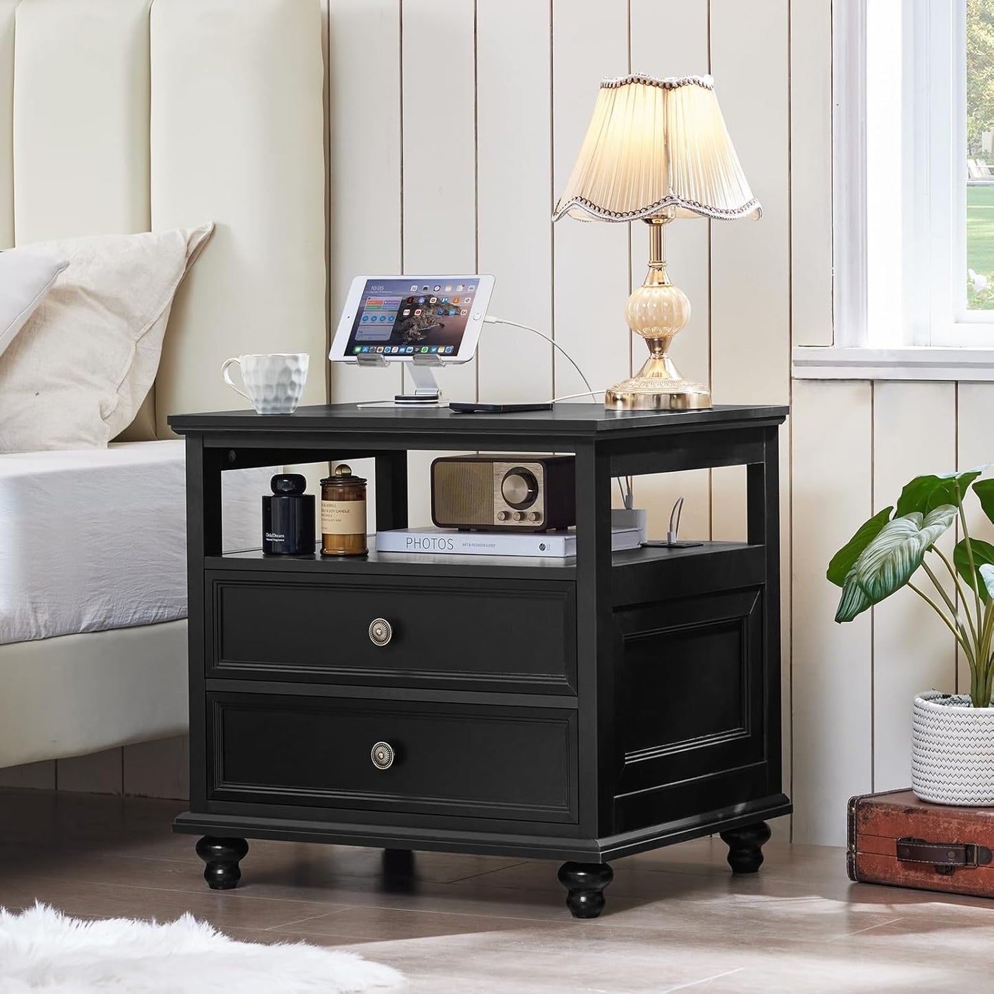 Joaxswe Farmhouse Dresser and Nightstand Sets 3 Piece, Nightstands Set of 2 and 7 Drawers Dresser for Bedroom, 54" Wide and 24" Inch Night Stand Set for Bedroom, Living Room, Hallway