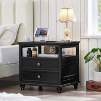 Joaxswe Farmhouse Dresser and Nightstand Sets 3 Piece, Nightstands Set of 2 and 7 Drawers Dresser for Bedroom, 54" Wide and 24" Inch Night Stand Set for Bedroom, Living Room, Hallway