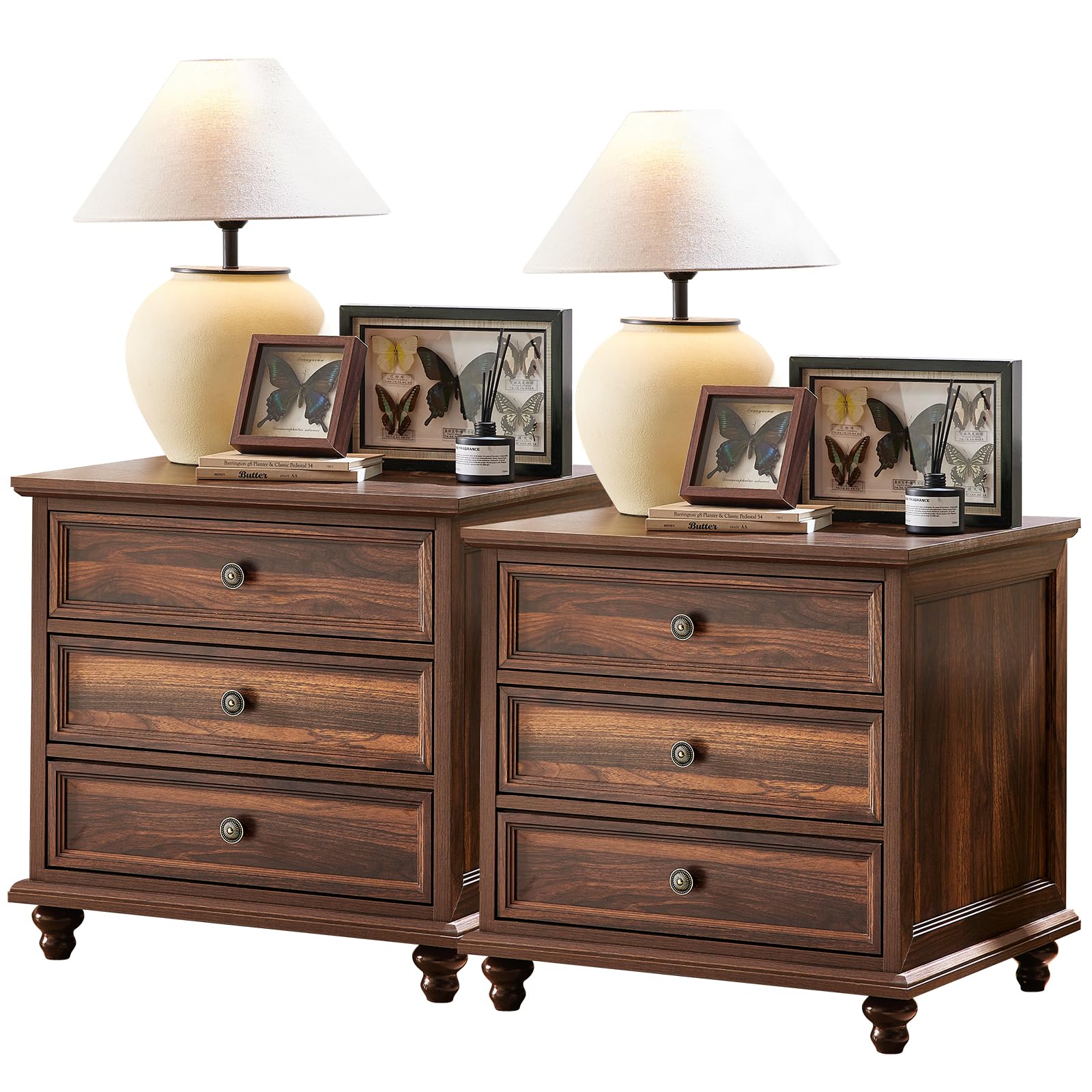 Farmhouse 5 Drawer Dresser for Bedroom, 45" Tall Rustic Chests of Drawers w/ 4 Solid Wood Feet, Mid Century Modern Wooden Closet Storage Dressers Organizer for Living Room, Hallway, Navy Blue