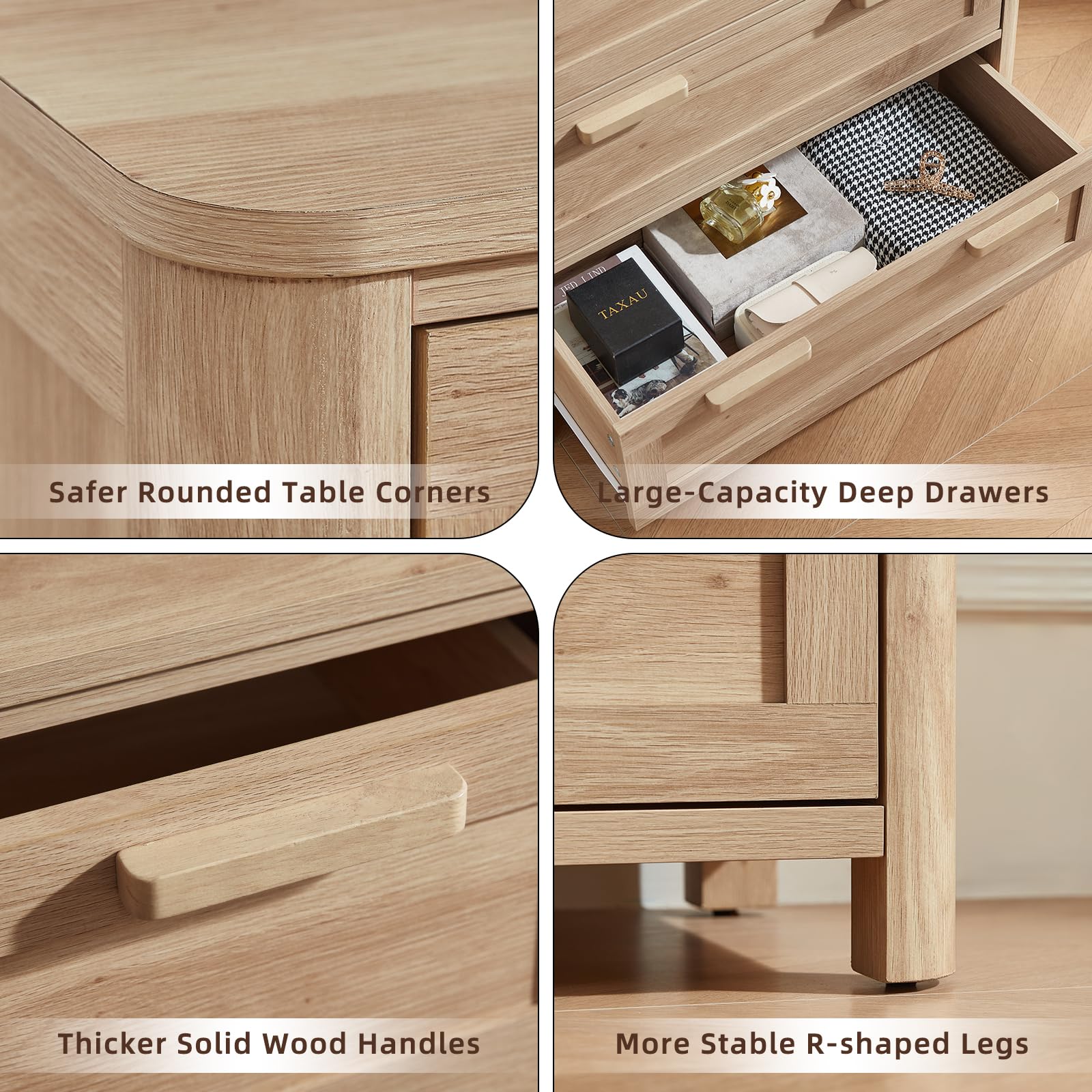 Farmhouse 5 Drawer Dresser for Bedroom, Chest of Drawers with 5 Deep Drawer & 4 Thickened Table Legs, Walnut