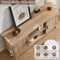 Joaxswe Farmhouse 55" Tv Stand Up for 65 in TV,Tv Consoles for Living Room | Adjustable Shelves Entertainment Center, 2 Door Storage, Rustic Wooden Veneer, Media Console Cabinet for TVs
