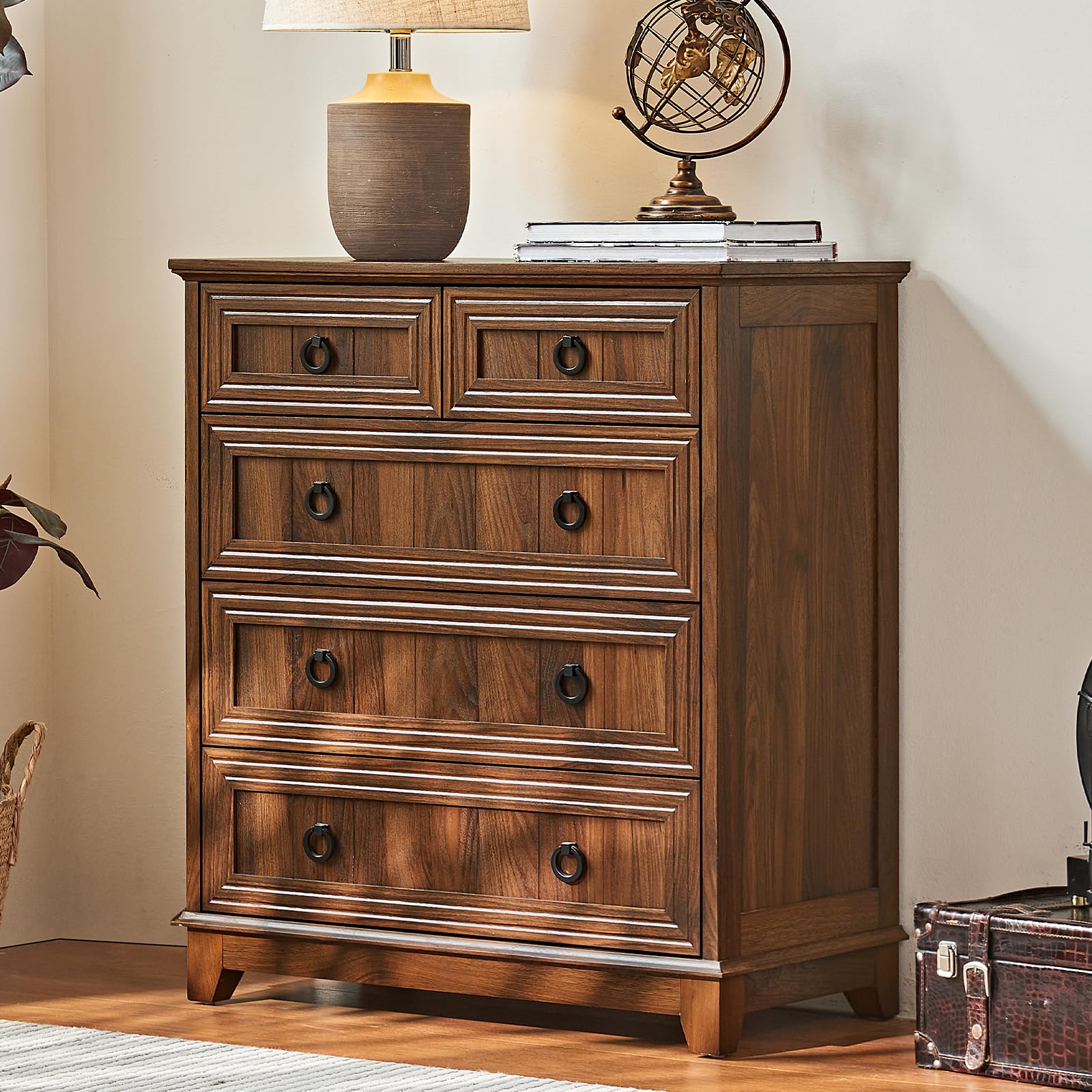 18" Farmhouse Night Stand with Charging Station, 2 Drawers End Table Dresser for Bedroom, Blue Wooden Nightstand, Bed Side Table with Open Shelf, Bedside Cabinet for Living Room, Closet