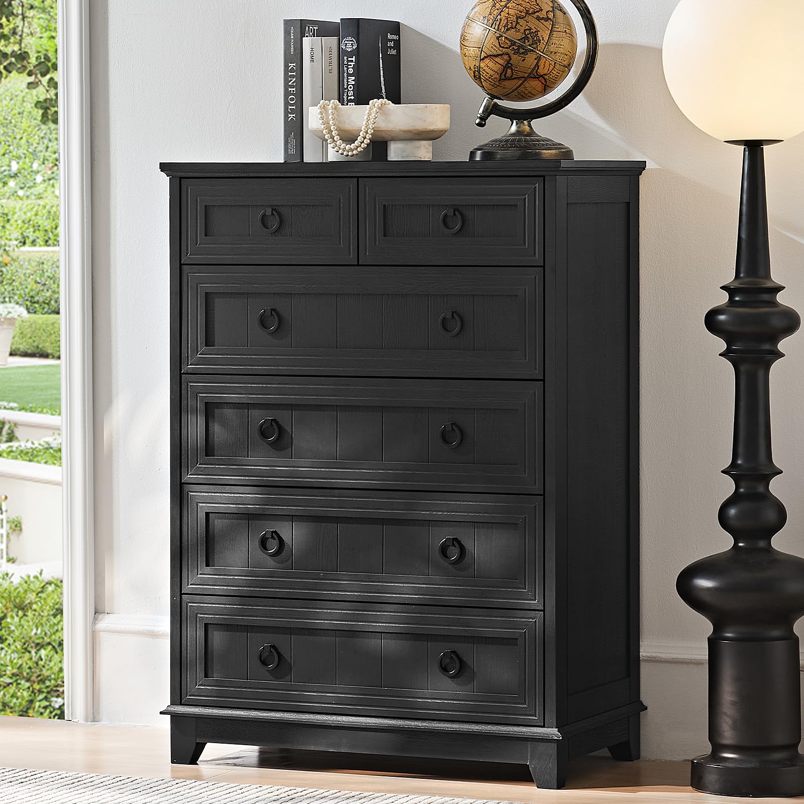 18" Farmhouse Night Stand with Charging Station, 2 Drawers End Table Dresser for Bedroom, Blue Wooden Nightstand, Bed Side Table with Open Shelf, Bedside Cabinet for Living Room, Closet