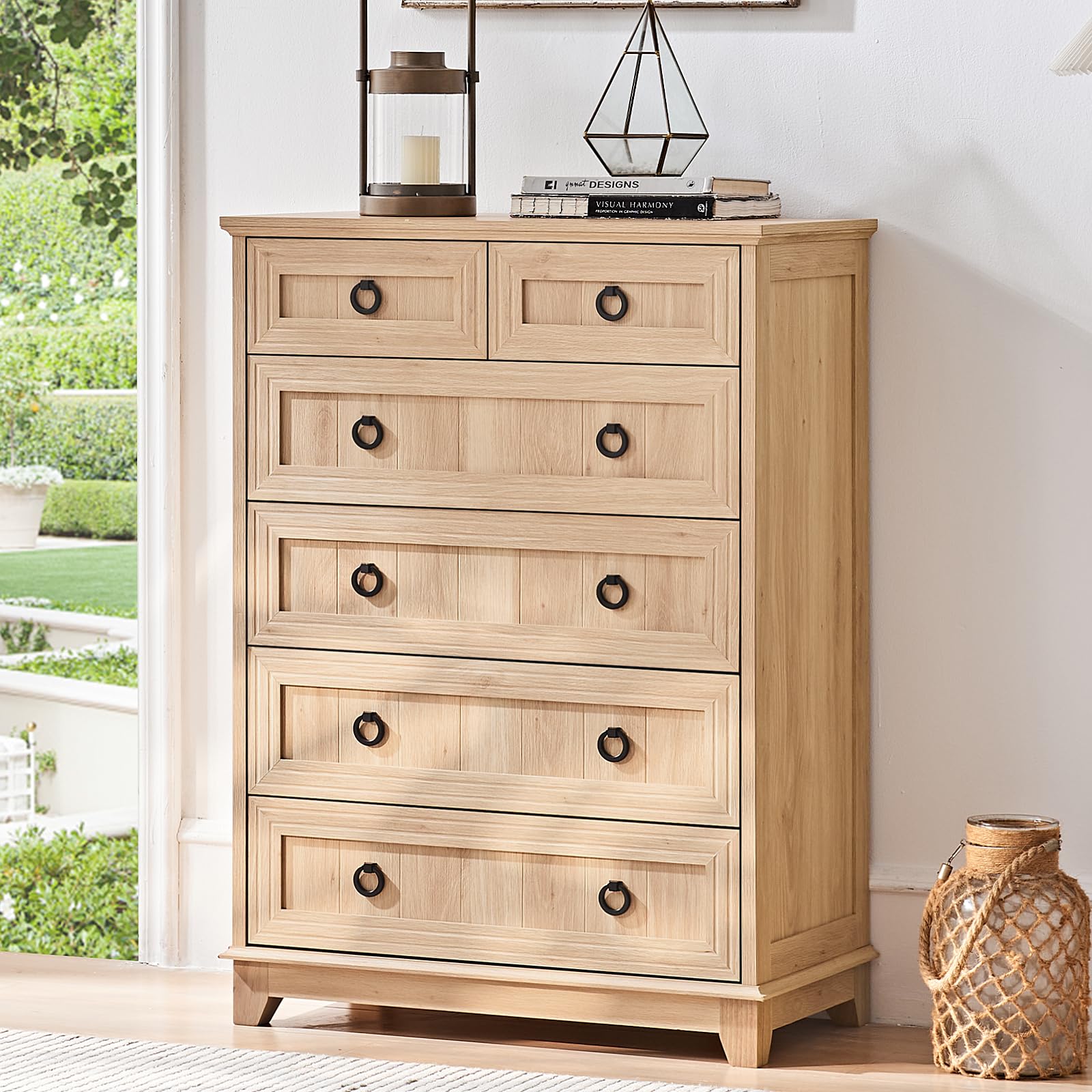 18" Farmhouse Night Stand with Charging Station, 2 Drawers End Table Dresser for Bedroom, Blue Wooden Nightstand, Bed Side Table with Open Shelf, Bedside Cabinet for Living Room, Closet