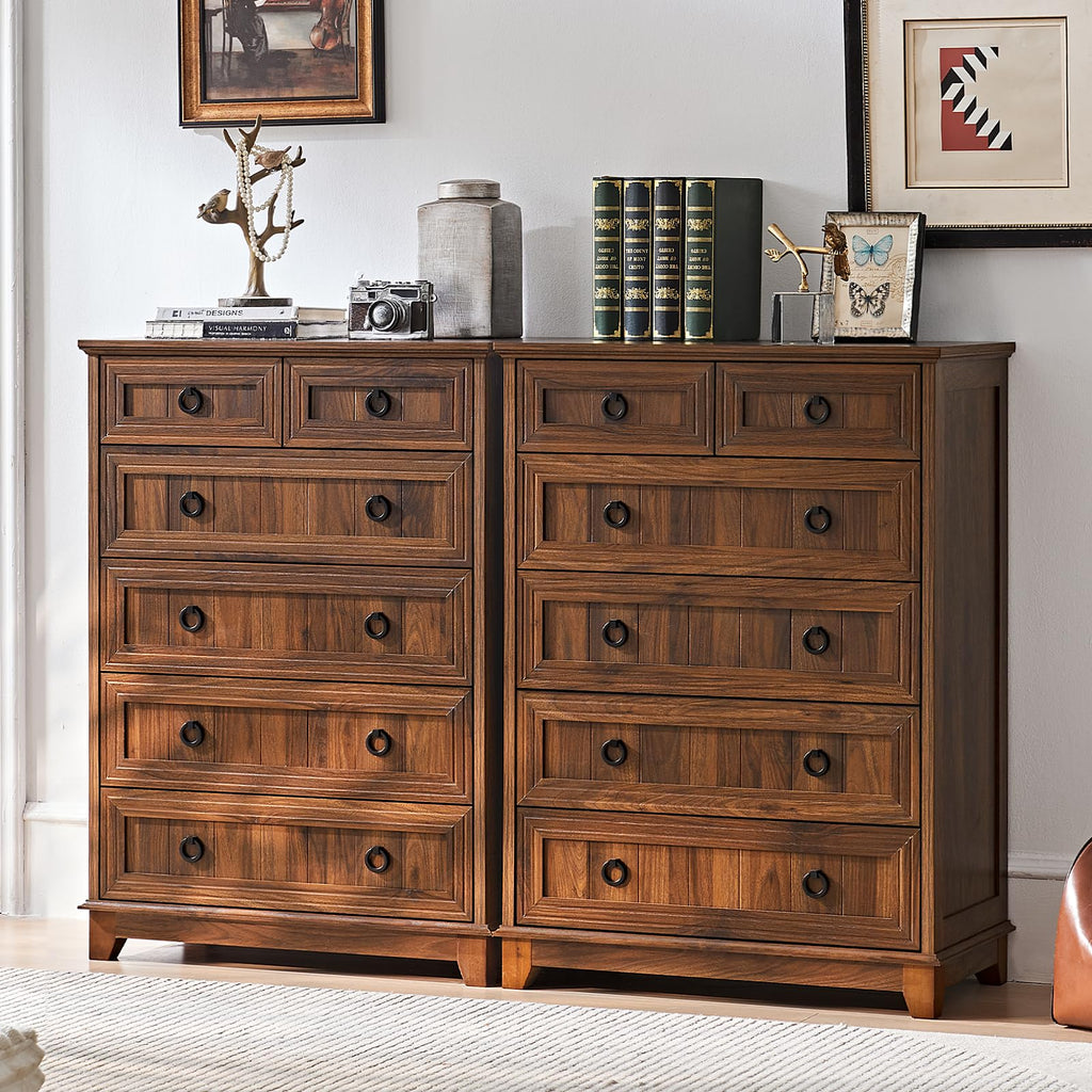 18" Farmhouse Night Stand with Charging Station, 2 Drawers End Table Dresser for Bedroom, Blue Wooden Nightstand, Bed Side Table with Open Shelf, Bedside Cabinet for Living Room, Closet