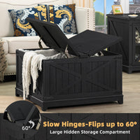 Black coffee table set with slow-hinge lift-top and hidden storage compartment