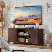 Joaxswe Farmhouse 55" Tv Stand Up for 65 in TV,Tv Consoles for Living Room | Adjustable Shelves Entertainment Center, 2 Door Storage, Rustic Wooden Veneer, Media Console Cabinet for TVs
