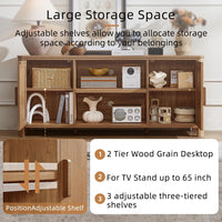 Joaxswe Farmhouse 55" Tv Stand Up for 65 in TV,Tv Consoles for Living Room | Adjustable Shelves Entertainment Center, 2 Door Storage, Rustic Wooden Veneer, Media Console Cabinet for TVs