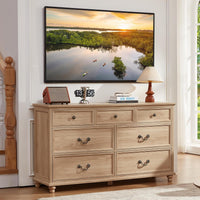 Joaxswe Farmhouse Dresser and Nightstand Sets 3 Piece, Nightstands Set of 2 and 7 Drawers Dresser for Bedroom, 54" Wide and 24" Inch Night Stand Set for Bedroom, Living Room, Hallway