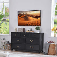 Joaxswe Farmhouse Dresser and Nightstand Sets 3 Piece, Nightstands Set of 2 and 7 Drawers Dresser for Bedroom, 54" Wide and 24" Inch Night Stand Set for Bedroom, Living Room, Hallway