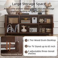 Joaxswe Farmhouse 55" Tv Stand Up for 65 in TV,Tv Consoles for Living Room | Adjustable Shelves Entertainment Center, 2 Door Storage, Rustic Wooden Veneer, Media Console Cabinet for TVs