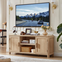Joaxswe Farmhouse 55" Tv Stand Up for 65 in TV,Tv Consoles for Living Room | Adjustable Shelves Entertainment Center, 2 Door Storage, Rustic Wooden Veneer, Media Console Cabinet for TVs