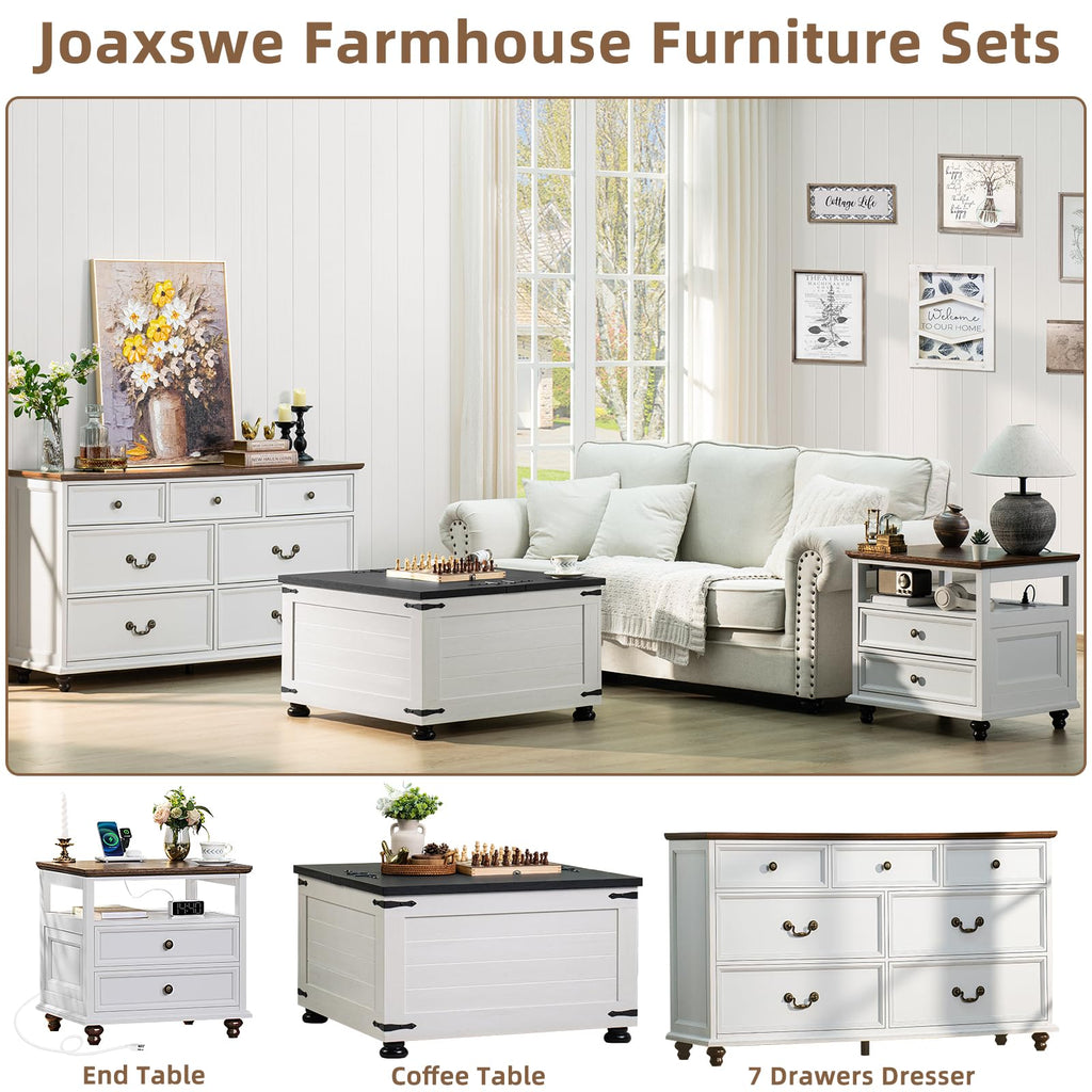 White square coffee table with hinged lift top and hidden storage base