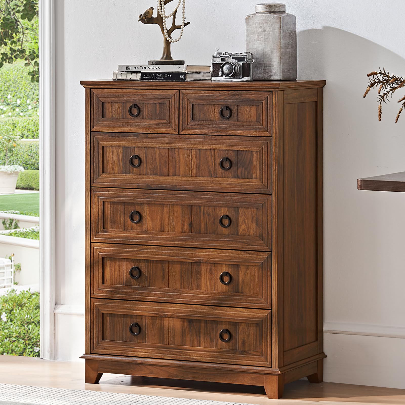 18" Farmhouse Night Stand with Charging Station, 2 Drawers End Table Dresser for Bedroom, Blue Wooden Nightstand, Bed Side Table with Open Shelf, Bedside Cabinet for Living Room, Closet