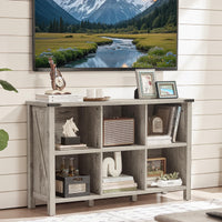 Light oak farmhouse bookcase with open cubbies for books and small decor items