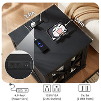 3-piece coffee table set with dark tabletop charging ports and hidden power panel
