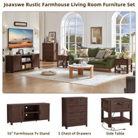 Joaxswe Farmhouse 55" Tv Stand Up for 65 in TV,Tv Consoles for Living Room | Adjustable Shelves Entertainment Center, 2 Door Storage, Rustic Wooden Veneer, Media Console Cabinet for TVs