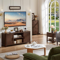 Joaxswe Farmhouse 55" Tv Stand Up for 65 in TV,Tv Consoles for Living Room | Adjustable Shelves Entertainment Center, 2 Door Storage, Rustic Wooden Veneer, Media Console Cabinet for TVs