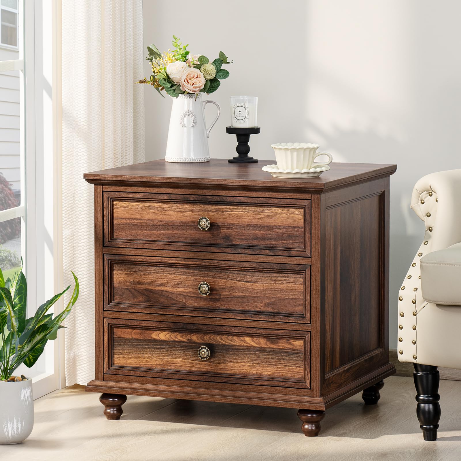 Farmhouse 54" 7 Drawers Dresser for Bedroom, Wide Chest of Drawers w/ 4 Wooden Legs, Vintage Rustic Large Closet Storage Dressers Organizer for Hallway, Wood TV Stand for Living Room, Blue
