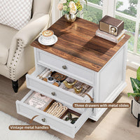 Joaxswe Farmhouse Dresser and Nightstand Sets 3 Piece, Nightstands Set of 2 and 7 Drawers Dresser for Bedroom, 54" Wide and 24" Inch Night Stand Set for Bedroom, Living Room, Hallway