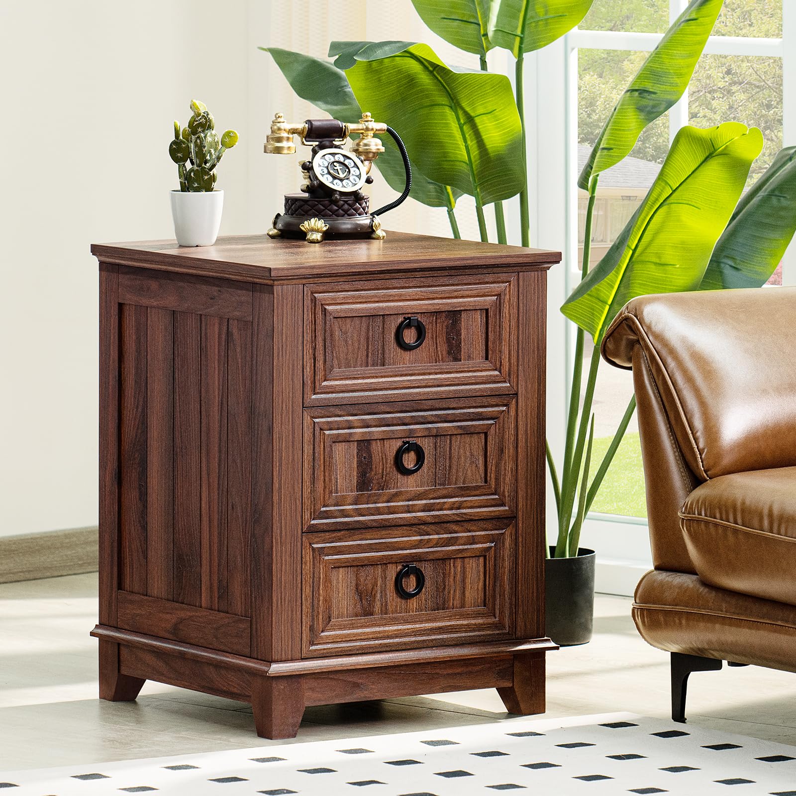 18" Farmhouse Night Stand with Charging Station, 2 Drawers End Table Dresser for Bedroom, Blue Wooden Nightstand, Bed Side Table with Open Shelf, Bedside Cabinet for Living Room, Closet