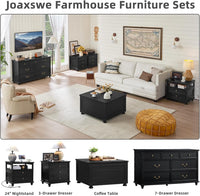Joaxswe Farmhouse Dresser and Nightstand Sets 3 Piece, Nightstands Set of 2 and 7 Drawers Dresser for Bedroom, 54" Wide and 24" Inch Night Stand Set for Bedroom, Living Room, Hallway