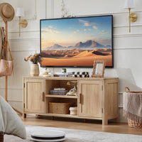 Joaxswe Farmhouse 55" Tv Stand Up for 65 in TV,Tv Consoles for Living Room | Adjustable Shelves Entertainment Center, 2 Door Storage, Rustic Wooden Veneer, Media Console Cabinet for TVs