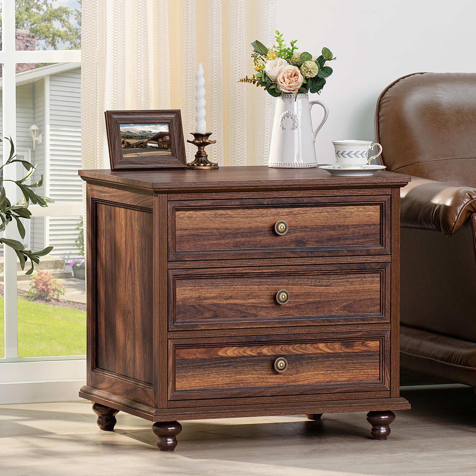 Farmhouse 54" 7 Drawers Dresser for Bedroom, Wide Chest of Drawers w/ 4 Wooden Legs, Vintage Rustic Large Closet Storage Dressers Organizer for Hallway, Wood TV Stand for Living Room, Blue