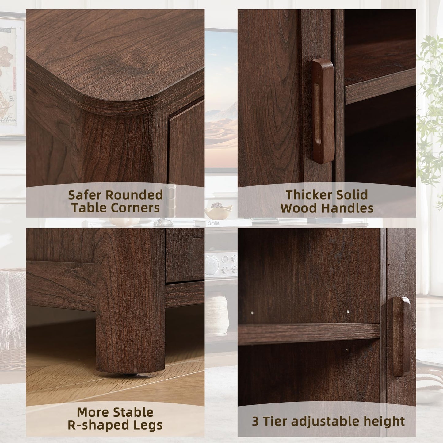 Joaxswe Farmhouse 55" Tv Stand Up for 65 in TV,Tv Consoles for Living Room | Adjustable Shelves Entertainment Center, 2 Door Storage, Rustic Wooden Veneer, Media Console Cabinet for TVs