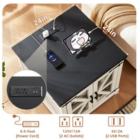 Black coffee table top with charging ports and USB power panel