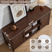 Joaxswe Farmhouse 55" Tv Stand Up for 65 in TV,Tv Consoles for Living Room | Adjustable Shelves Entertainment Center, 2 Door Storage, Rustic Wooden Veneer, Media Console Cabinet for TVs
