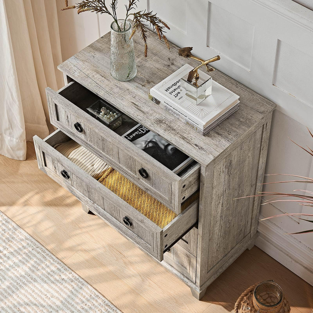 18" Farmhouse Night Stand with Charging Station, 2 Drawers End Table Dresser for Bedroom, Blue Wooden Nightstand, Bed Side Table with Open Shelf, Bedside Cabinet for Living Room, Closet