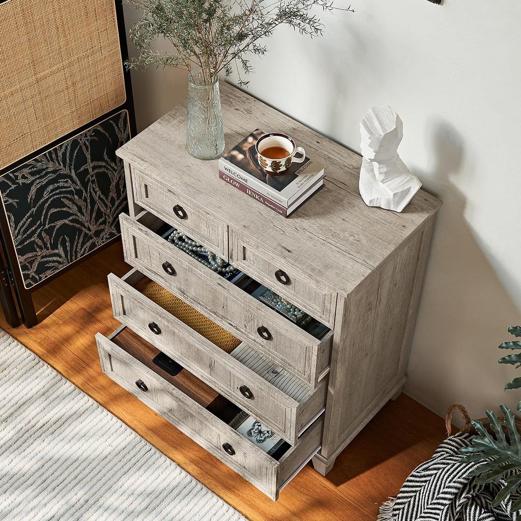 18" Farmhouse Night Stand with Charging Station, 2 Drawers End Table Dresser for Bedroom, Blue Wooden Nightstand, Bed Side Table with Open Shelf, Bedside Cabinet for Living Room, Closet